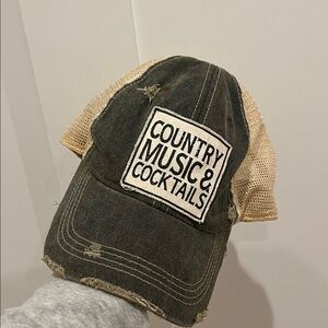 Vintage Country Music & Cocktails Embroidered Mesh Back Trucker Hat